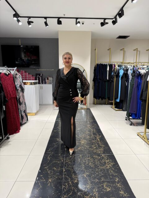 Asil Dantel Krep Elbise