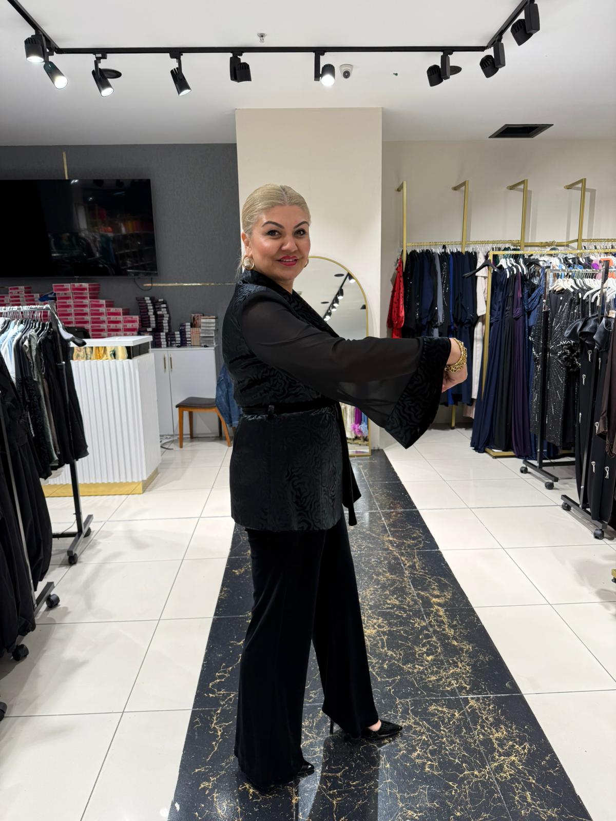 İpek Şifon Kadife Takım - Görsel 3