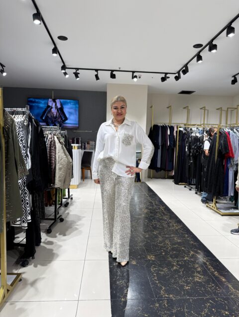 Beyaz Kuğu Payetli Takım