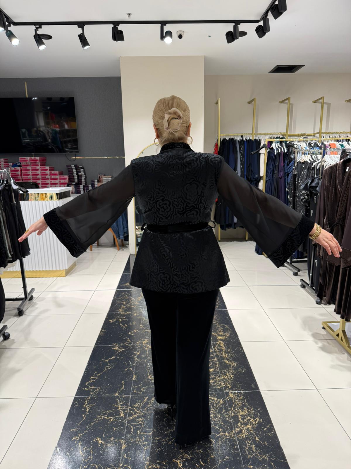 İpek Şifon Kadife Takım - Görsel 4