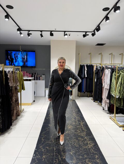 Gül Krep Abiye Elbise