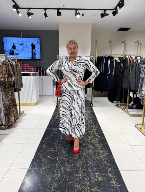 İpek Zebra Desenli Alt Üst Takım