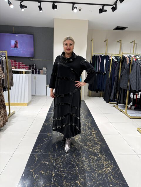 Ayna Şeritli Tasarım Elbise